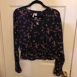 Button front peplum top